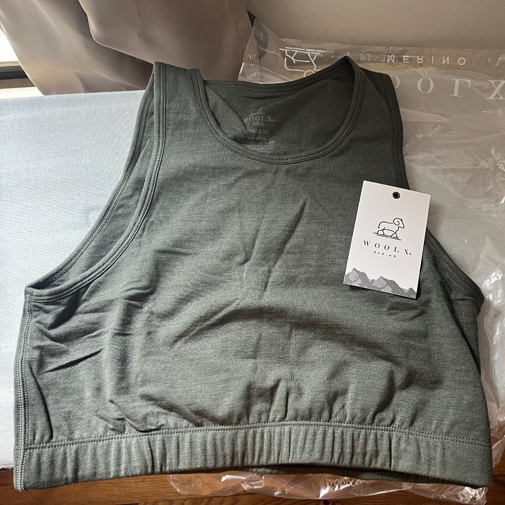 NWT Woolx M merino wool Mila bralette in Deep Fern